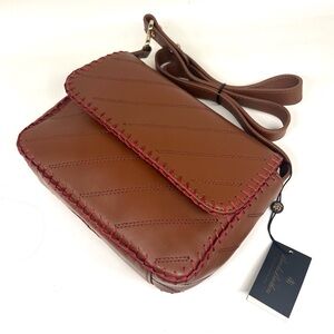 Brooks Brothers Brown and Red Leather Crossbody Bag